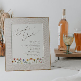 Kleurrijke Wilde Bloem Beige Signature Dranken B Poster