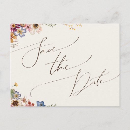 Kleurrijke wilde bloem | Beige tuin behalve datum Uitnodiging Briefkaart (Voorkant)