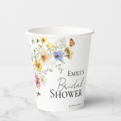 Kleurrijke Wilde Bloem Boho Bruidsdouche Papieren Bekers (Voorkant)