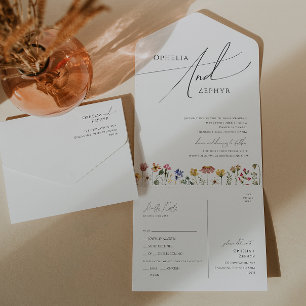 Kleurrijke wilde bloem Eenvoudige Casual afdicht All In One Uitnodiging