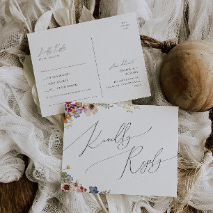 Kleurrijke wilde bloem   Garden Song Request RSVP Briefkaart