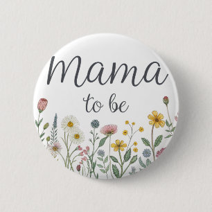 Kleurrijke Wilde Bloem Mama Te Worden Bloemen Baby Ronde Button 5,7 Cm