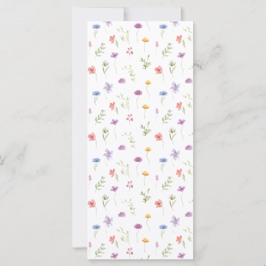 Kleurrijke wilde bloem rustieke bruiloft menu (Achterkant)