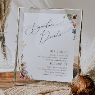 Kleurrijke Wilde Bloem   Signature Drankjes Bord Poster