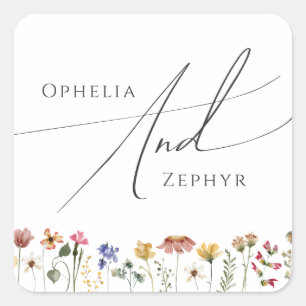 Kleurrijke wilde bloem Weddenschap-envelopzegels Vierkante Sticker