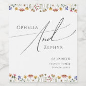 Kleurrijke wilde bloem | Weddenschap Wijn Etiket (Enkel label)