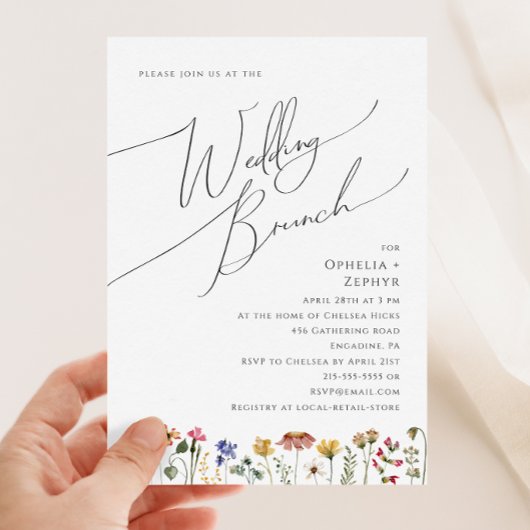 Kleurrijke wilde bloem | Wedding Brunch Kaart