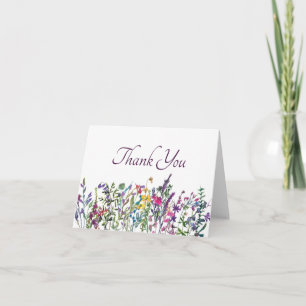 Kleurrijke wilde bloemen bedankkaart