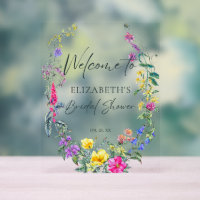 Kleurrijke wilde bloemen bloemencalligrafie welkom