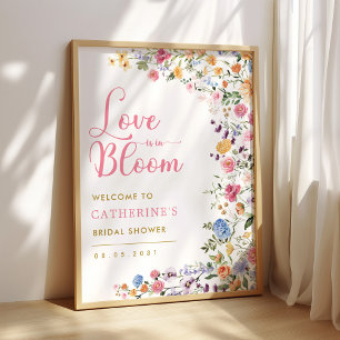 Kleurrijke Wilde Bloemen Bruiloft Feest Welkom Poster