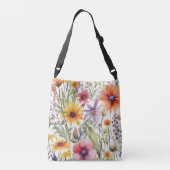 Kleurrijke wilde bloemen crossbody tas (Achterkant)