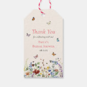 Kleurrijke wilde bloemen en botervliegen cadeaulabel (Achterkant)