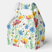 Kleurrijke wilde bloemen en groen gras bedankdoosjes (Voorkant)