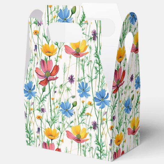 Kleurrijke wilde bloemen en groen gras bedankdoosjes (Open)