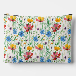 Kleurrijke wilde bloemen en groen gras etui
