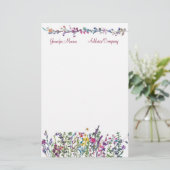 Kleurrijke wilde bloemen gepersonaliseerd briefpapier (Staand voorkant)