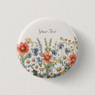 Kleurrijke Wilde Bloemen Knop Ronde Button 3,2 Cm