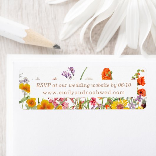 Kleurrijke Wilde Bloemen Land Bruiloft Website Etiket (Insitu)