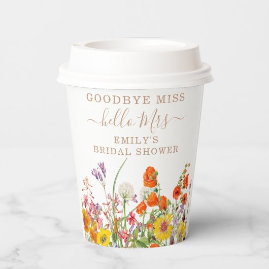 Kleurrijke Wilde Bloemen Landelijke Bloemen Vaarwe Papieren Bekers (Achterkant)