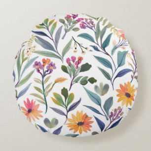 Kleurrijke Wilde Bloemen Mooie Bloemenschilderin Rond Kussen