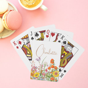 Kleurrijke Wilde Bloemen Persoonlijke Naam Cadeau Pokerkaarten