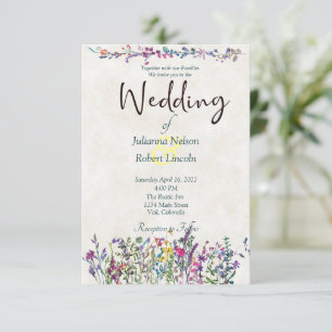 Kleurrijke wilde bloemen trouwkaart kaart