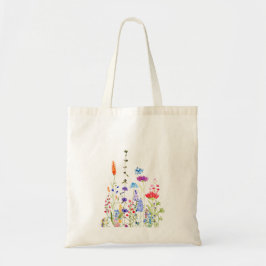 kleurrijke wilde bloemen waterverf schilderij tote bag