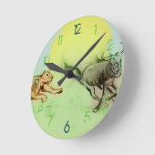 Kleurrijke wilde dieren kakken, ronde klok (Hoek)