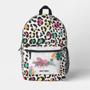 Kleurrijke wilde dieren & tropische bladeren bedrukte rugzak