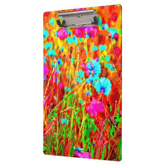 Kleurrijke Wilde Meadow in Bloom Pop Art Style Klembord (Links)