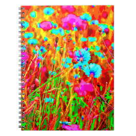 Kleurrijke Wilde Meadow in Bloom Pop Art Style Notitieboek