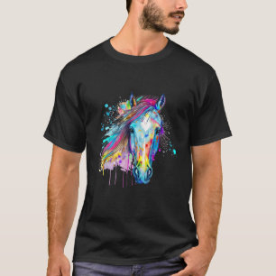 Kleurrijke Wilde Paardenmanen Gezicht Hoofd T-shirt
