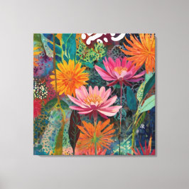 Kleurrijke Wilde Tuin Bloemen Wall Art Canvas Afdruk
