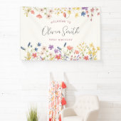 Kleurrijke Wildflower 1e verjaardagsfeestje Spandoek (Insitu)