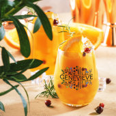 Kleurrijke Wildflower Aangepaste Naam Wijnglas Zonder Voet