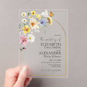 Kleurrijke Wildflower Arch Gold Lijst | Boho Bruil Acryl Uitnodigingen (Insitu (Draagbaar))