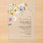 Kleurrijke Wildflower Arch Gold Lijst | Boho Bruil Acryl Uitnodigingen (Voorkant)
