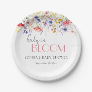 Kleurrijke Wildflower Baby in Bloom Baby shower Papieren Bordje