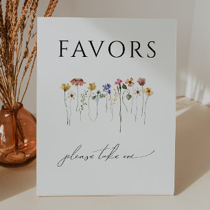 Kleurrijke Wildflower Baby shower gunsten Reclamebord Met Voetstuk