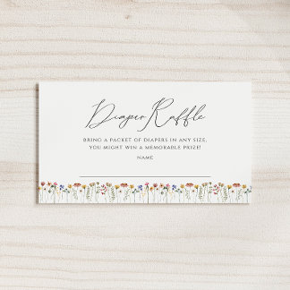 Kleurrijke Wildflower Baby shower Luier Raffle Informatiekaartje