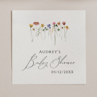 Kleurrijke Wildflower Baby shower servetten