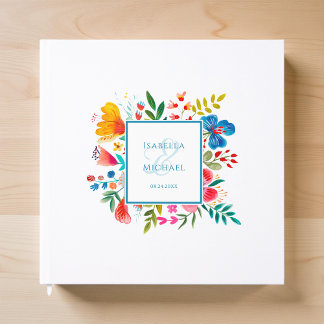 Kleurrijke Wildflower Bloemen Waterverf Bruiloft Gastenboek