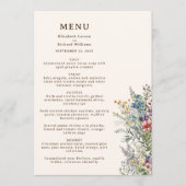 Kleurrijke Wildflower Bloemen Waterverf Bruiloft Menu (Voorkant)