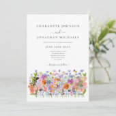 Kleurrijke Wildflower Boho QR Code Bruiloft Kaart (Staand voorkant)