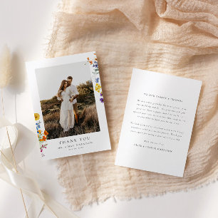 Kleurrijke Wildflower bruiloft Bedankkaart