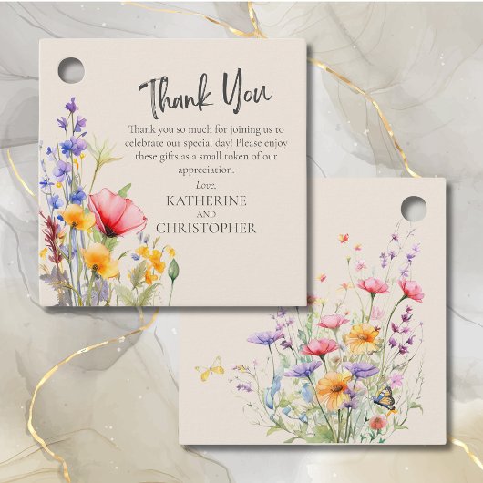 Kleurrijke Wildflower bruiloft dank u geschenk Bedankjes Labels