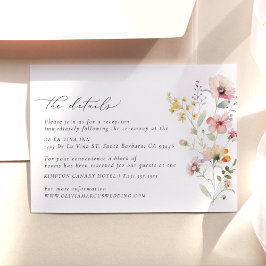 Kleurrijke Wildflower bruiloft Details Behuizing K Informatiekaartje