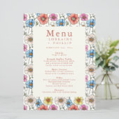 kleurrijke wildflower bruiloft menu (Staand voorkant)