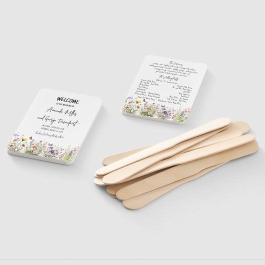 Kleurrijke Wildflower bruiloft programma fan Handwaaier (Niet-gemonteerd)