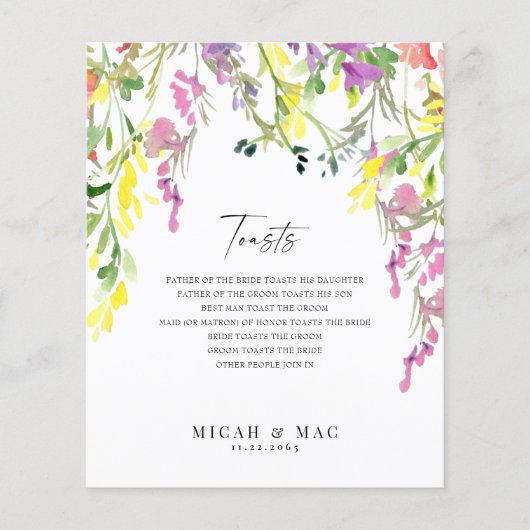 Kleurrijke Wildflower Bruiloft Receptie Toasts (Voorkant)